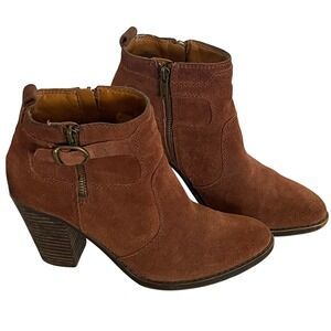 Lucky Brand Leather Brown Ankle Boots Women's 7.5 Boho Western Riding